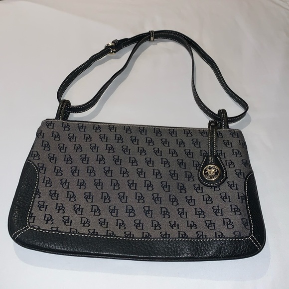 Gently Loved Dooney & Bourke Canvas and Leather Shoulder Bag - Picture 1 of 10